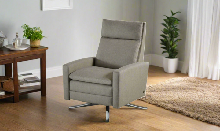 American Leather Recliners Simon Gray Swivel Reclining Chair with USB Charging Port