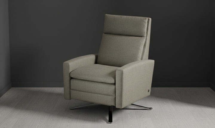 American Leather Recliners Simon Gray Swivel Reclining Chair with USB Charging Port