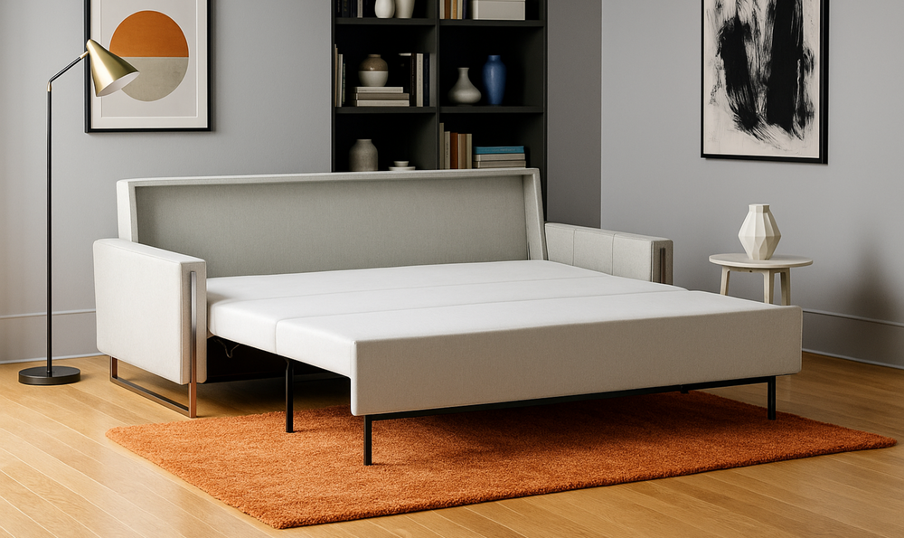 American Leather Sulley White 3-seater Full Size Sleeper with Track Arms-jennifer furniture