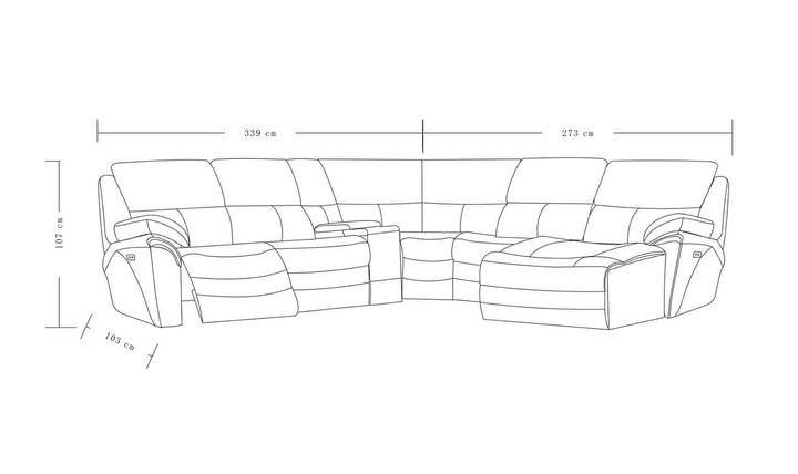 ESF Amos 5-Seater Electric Recliners Sectional with Storage Console