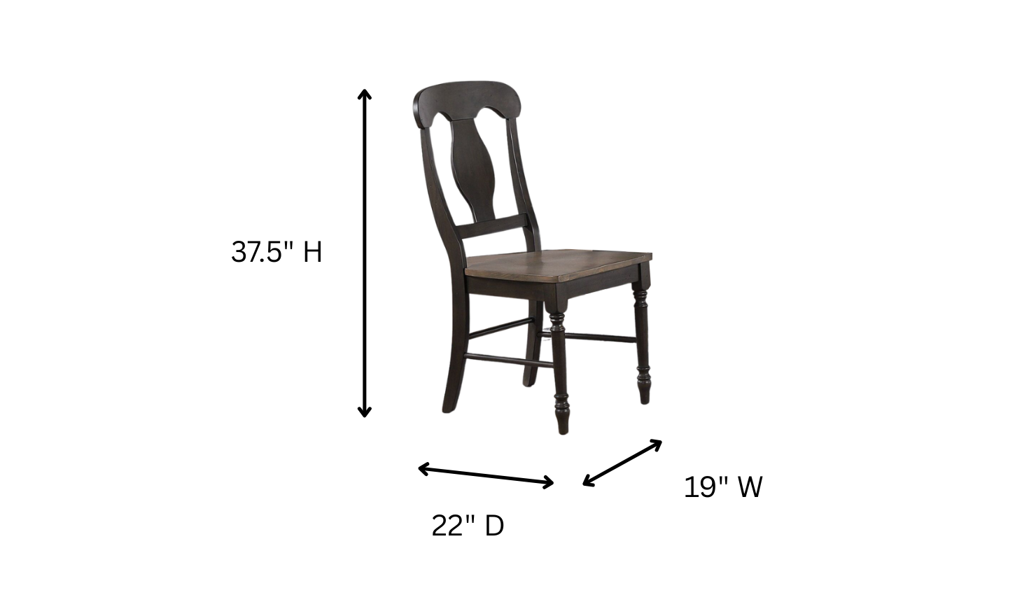 Antiqued Grey Stone Black Stone Napoleon Back 5-Piece Bella Dining Set