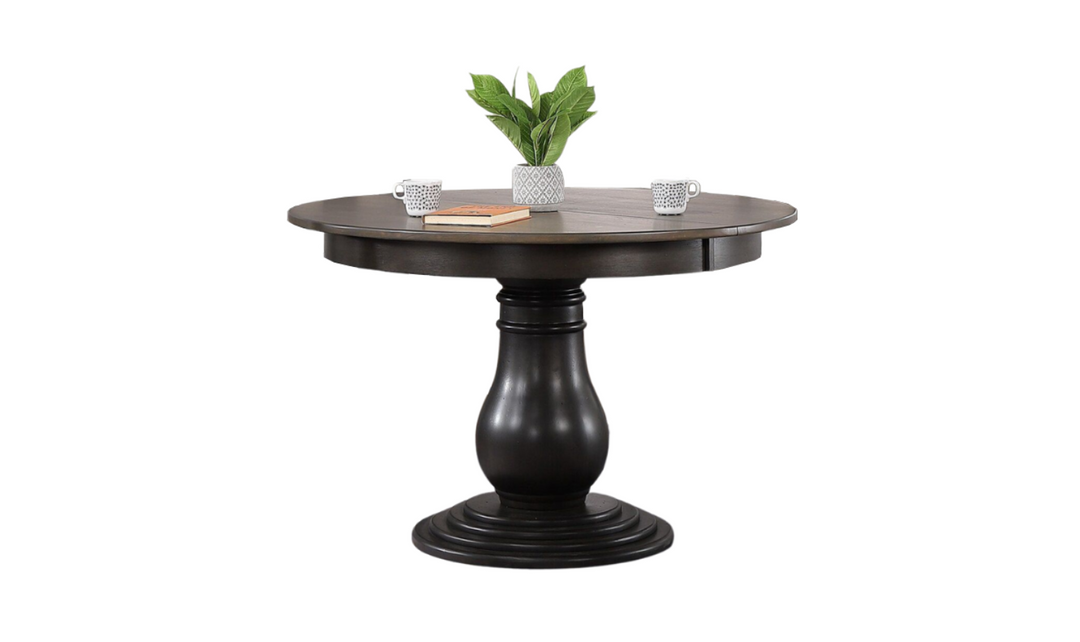 Antiqued Grey Stone Black Stone Napoleon Back 7-Piece Bella Dining Set-jennifer furniture