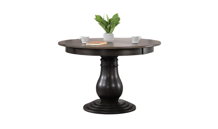 Antiqued Grey Stone Black Stone Napoleon Back 7-Piece Bella Dining Set-jennifer furniture