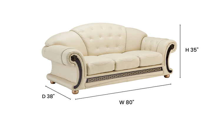 ESF Furniture Apolo 3-Seater Stationary Leather Sofa