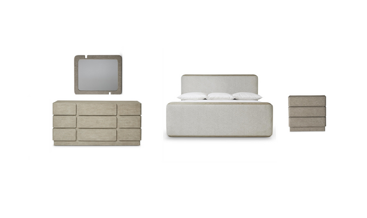 Arcadia Upholstered Panel Bedroom Set In Light Gray-Jennifer Furniture