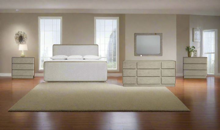 Arcadia Upholstered Panel Bedroom Set In Light Gray-Jennifer Furniture