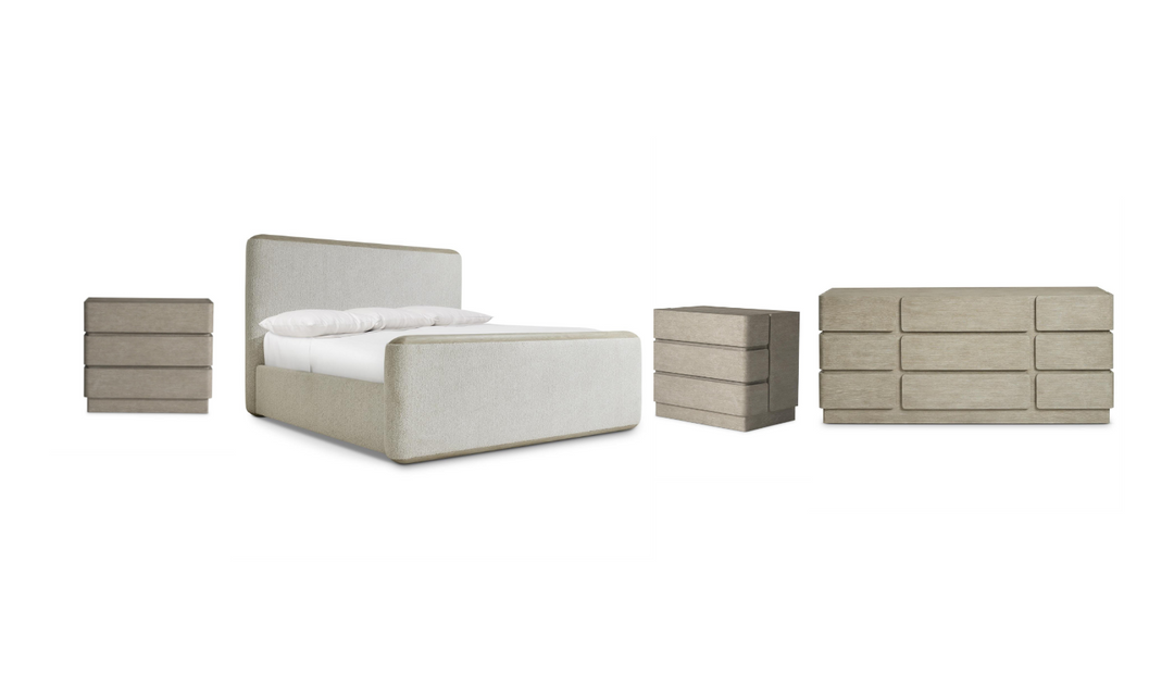 Arcadia Upholstered Panel Bedroom Set In Light Gray-Jennifer Furniture
