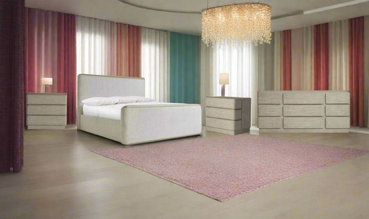 Arcadia Upholstered Panel Bedroom Set In Light Gray-Jennifer Furniture