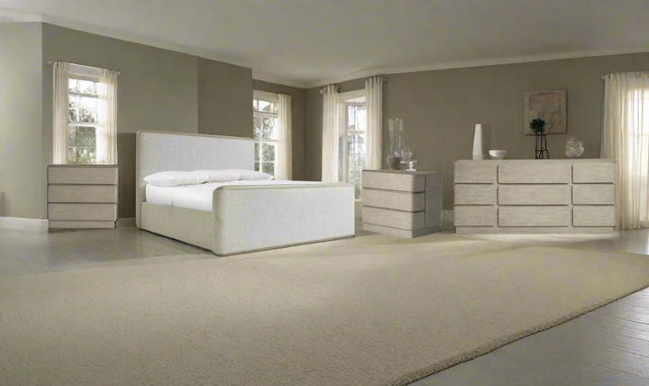 Arcadia Upholstered Panel Bedroom Set In Light Gray-Jennifer Furniture