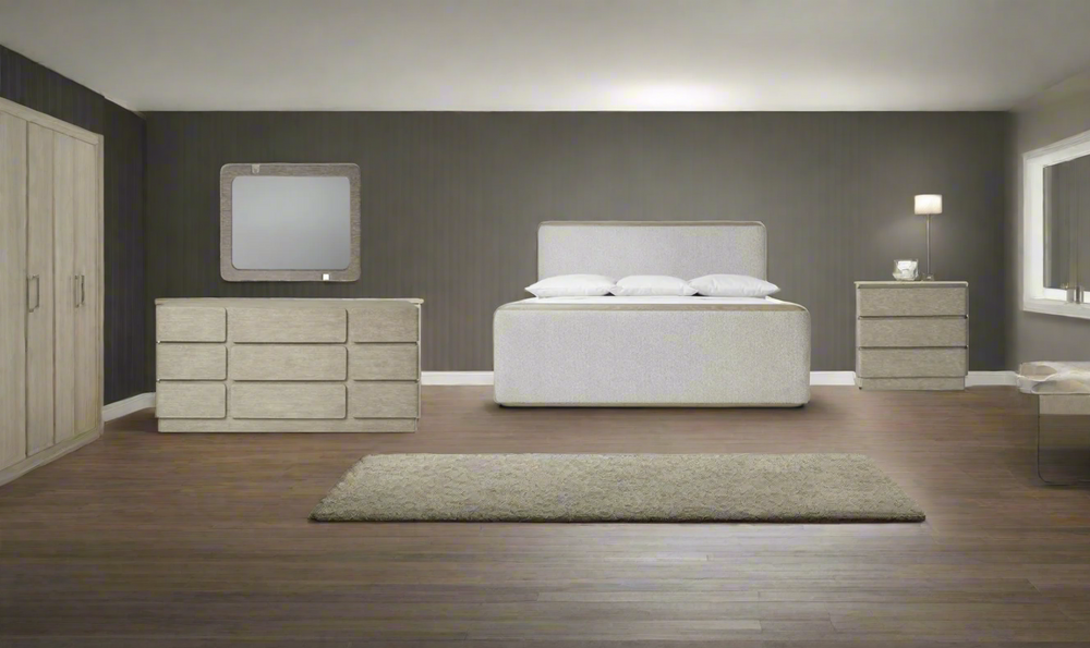 Arcadia Upholstered Panel Bedroom Set In Light Gray-Jennifer Furniture