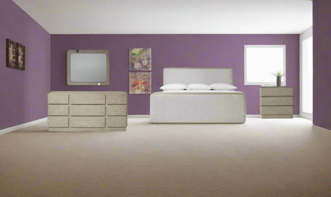 Arcadia Upholstered Panel Bedroom Set In Light Gray-Jennifer Furniture