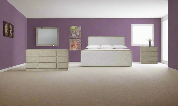 Arcadia Upholstered Panel Bedroom Set In Light Gray-Jennifer Furniture