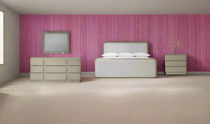 Arcadia Upholstered Panel Bedroom Set In Light Gray-Jennifer Furniture