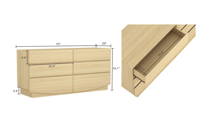 Manhattan Comfort Ardea Wooden Dresser With Six Drawers-Jennifer Furniture