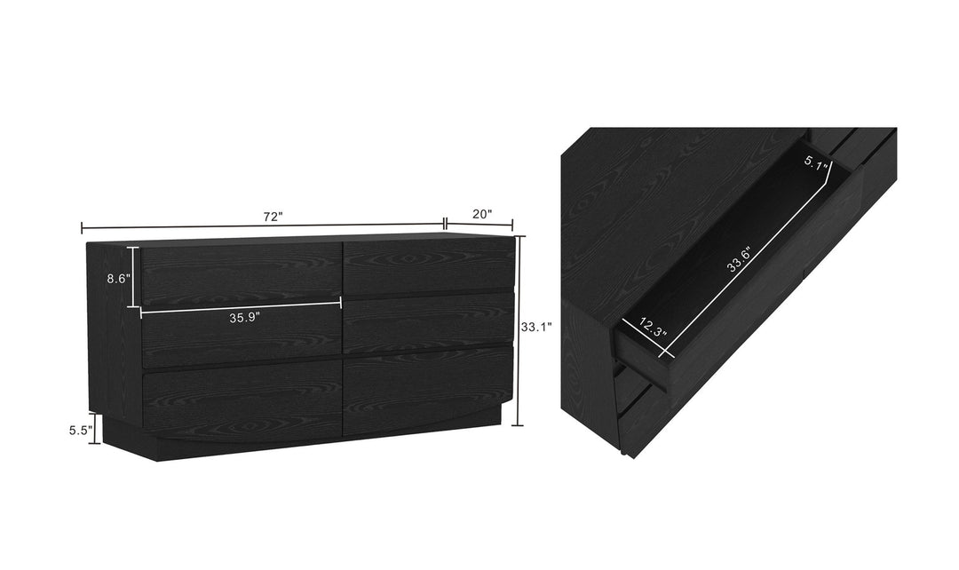 Manhattan Comfort Ardea Wooden Dresser With Six Drawers-Jennifer Furniture