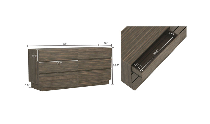 Manhattan Comfort Ardea Wooden Dresser With Six Drawers-Jennifer Furniture