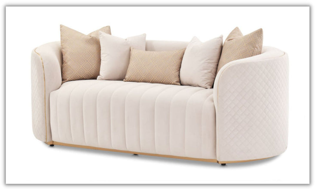 Ariana Stationary Fabric Loveseat with Curved Arms