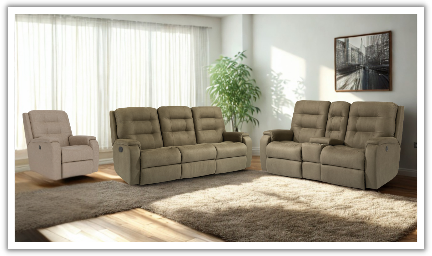 Arlo Fabric Power Reclining Living Room Set With Power Headrests