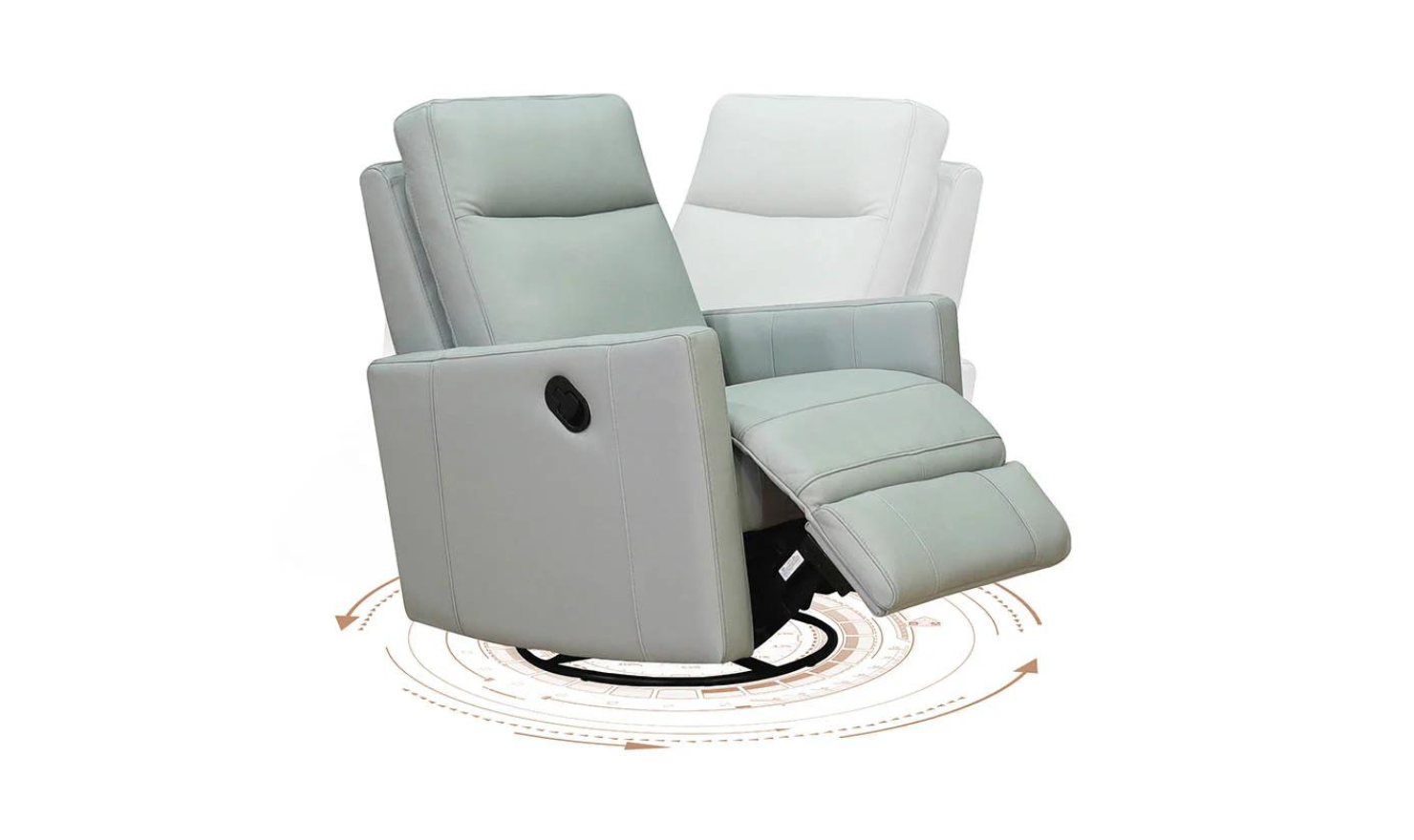 Ashby Manual Swivel Rocker Leather Recliner Chair-Jennifer Furniture