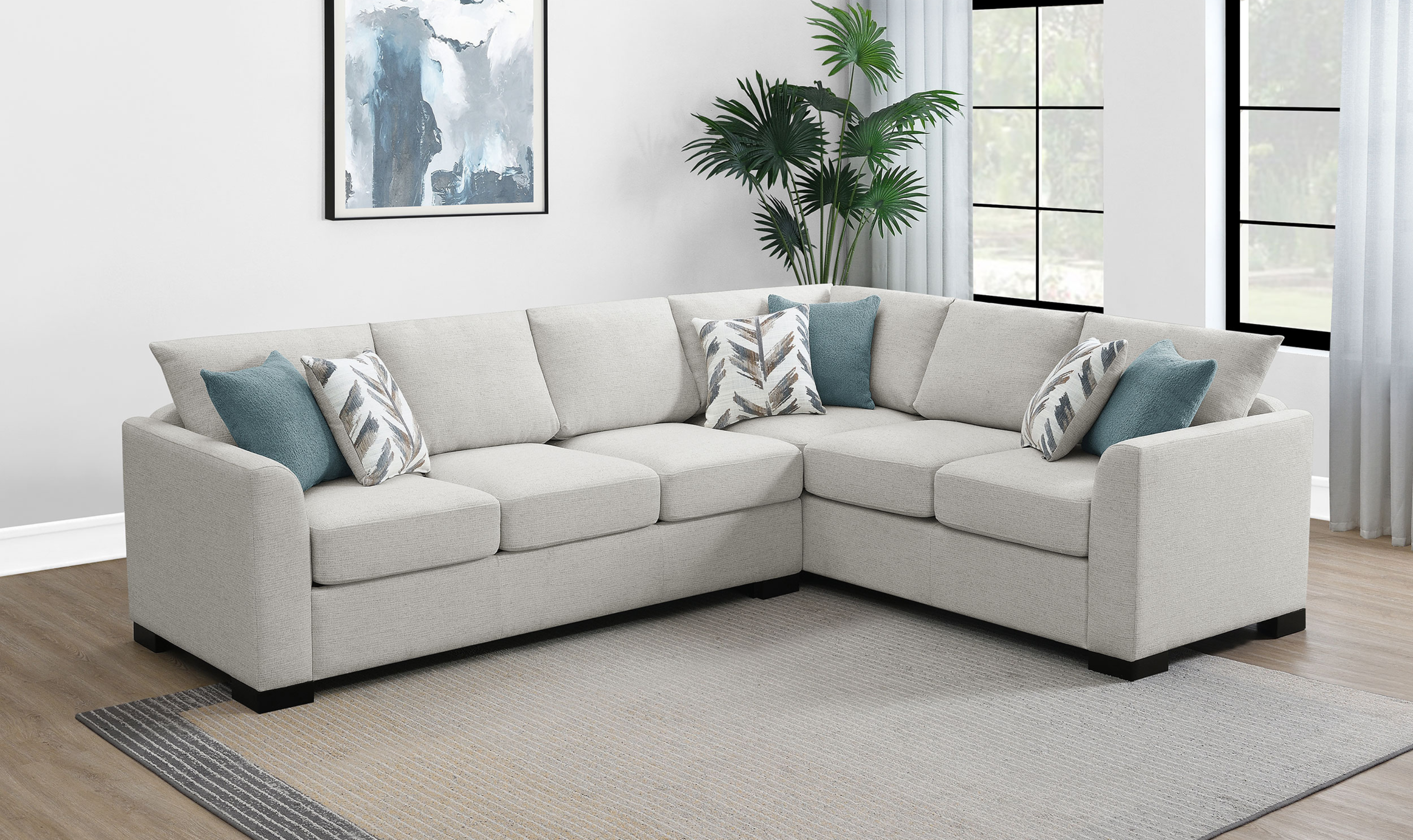 Modern Heritage Ashford Chenille Sleeper Sectional Sofa - Jennifer Furniture