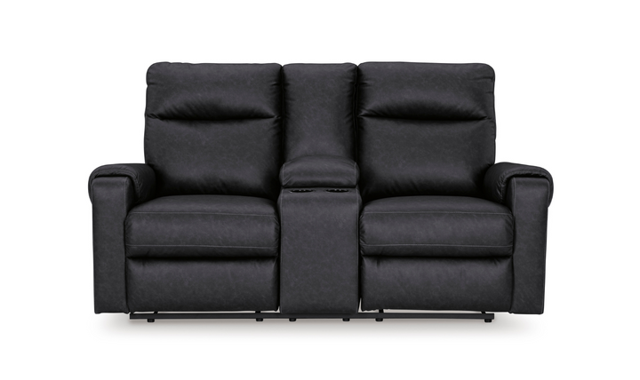 Ashley  Axtellton 2-Seater Carbon Leather Power Reclining Loveseat-Jennifer Furniture