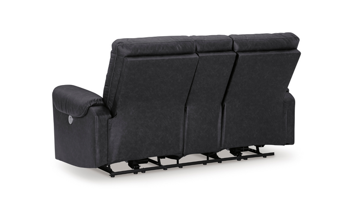 Ashley  Axtellton 2-Seater Carbon Leather Power Reclining Loveseat-Jennifer Furniture
