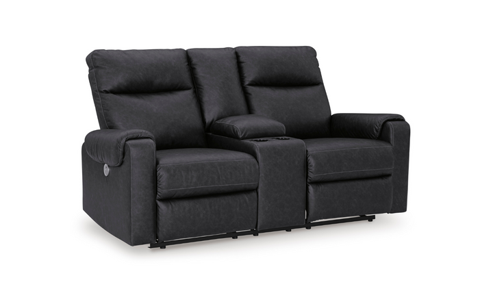 Ashley  Axtellton 2-Seater Carbon Leather Power Reclining Loveseat-Jennifer Furniture