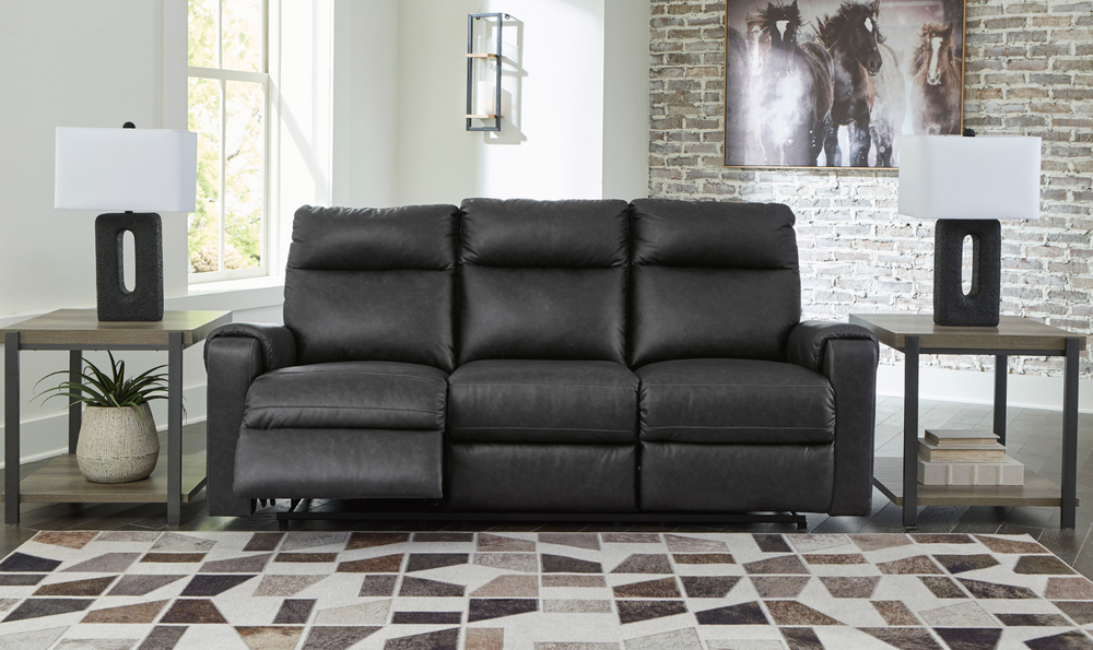Ashley  Axtellton 3-Seater Carbon Leather Power Reclining Sofa-Jennifer Furniture
