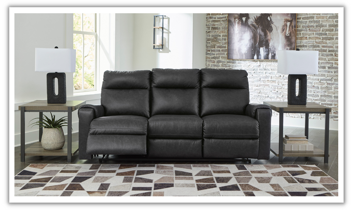 Ashley  Axtellton 3-Seater Carbon Leather Power Reclining Sofa-Jennifer Furniture