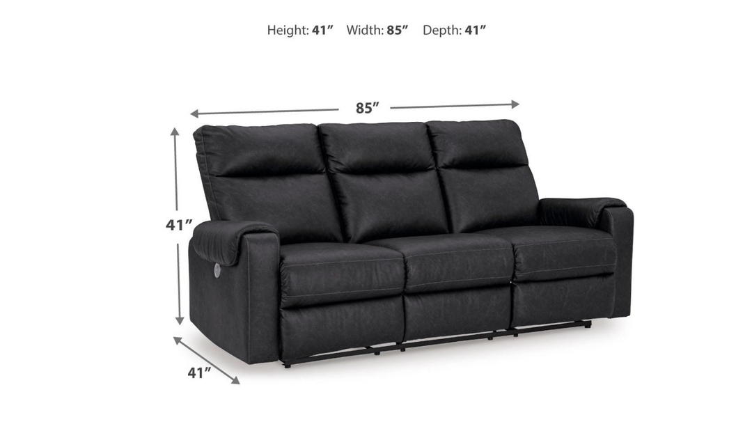 Ashley  Axtellton 3-Seater Carbon Leather Power Reclining Sofa-Jennifer Furniture