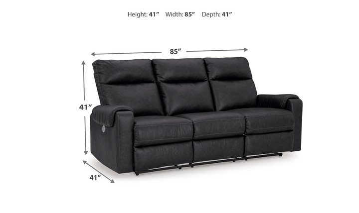 Ashley  Axtellton 3-Seater Carbon Leather Power Reclining Sofa-Jennifer Furniture