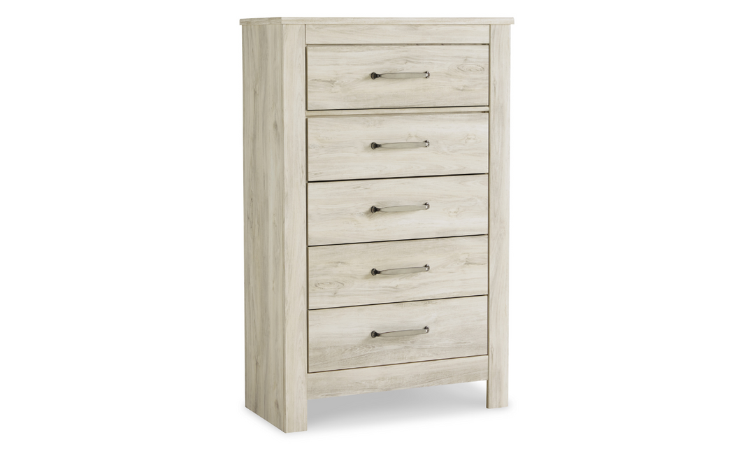 Ashley Bellaby 5 Drawer Chest in Whitewash-Jennifer Furniture
