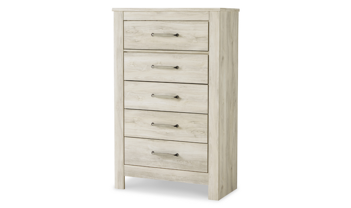 Ashley Bellaby 5 Drawer Chest in Whitewash-Jennifer Furniture