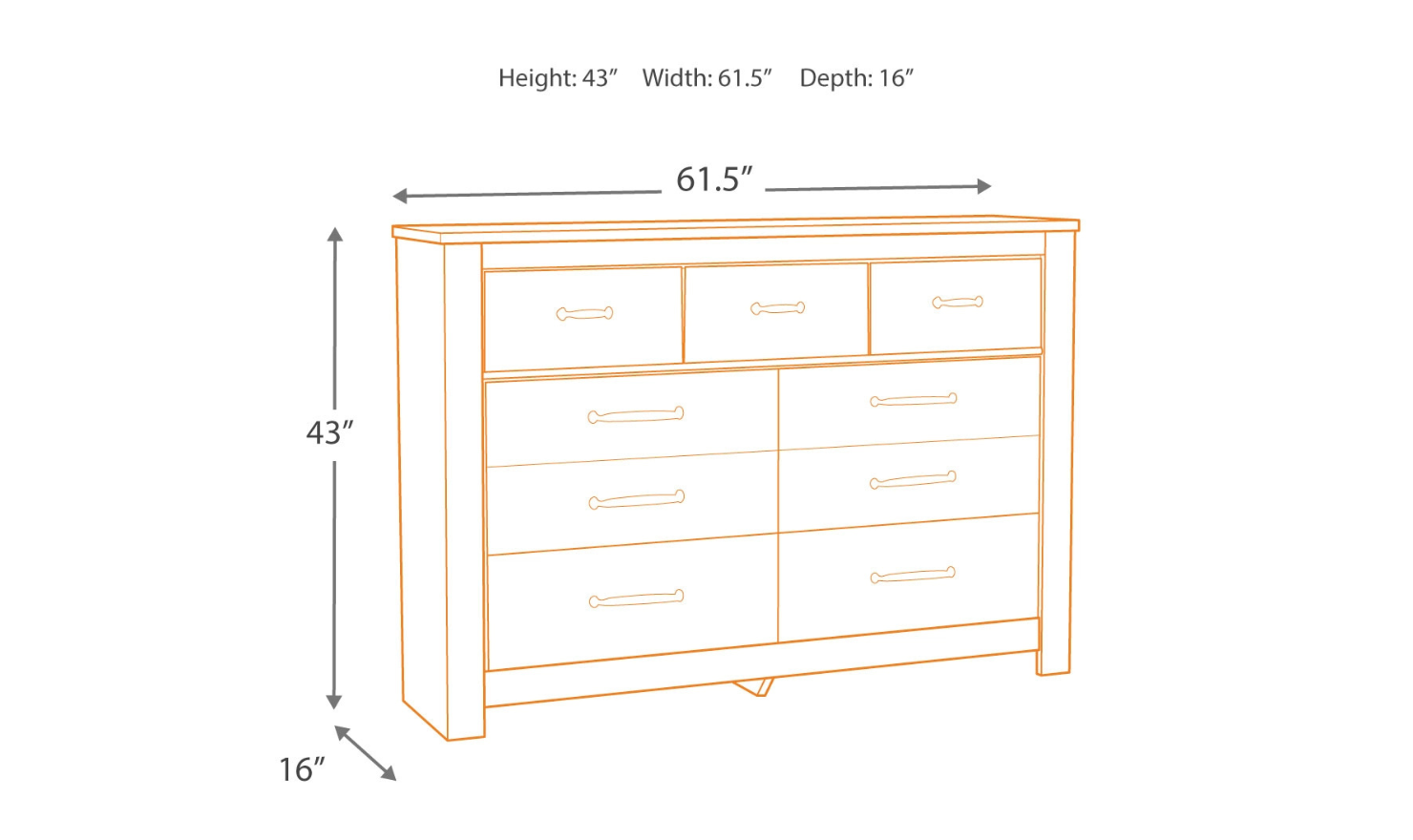 Ashley Bellaby 7 Drawer Bedroom Dresser in Whitewash-Jennifer Furniture