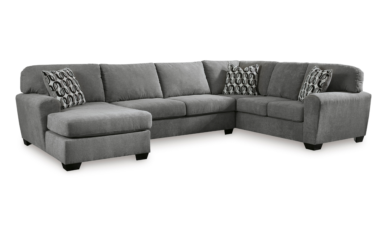 Ashley Birkdale Court U-Shape 3-Piece Gray Fabric Sectional with Chaise-Jennifer Furniture