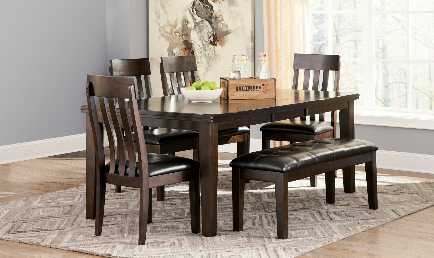 Ashley Haddigan 6-Seater Dining Set in Dark Brown-Jennifer Furniture 
