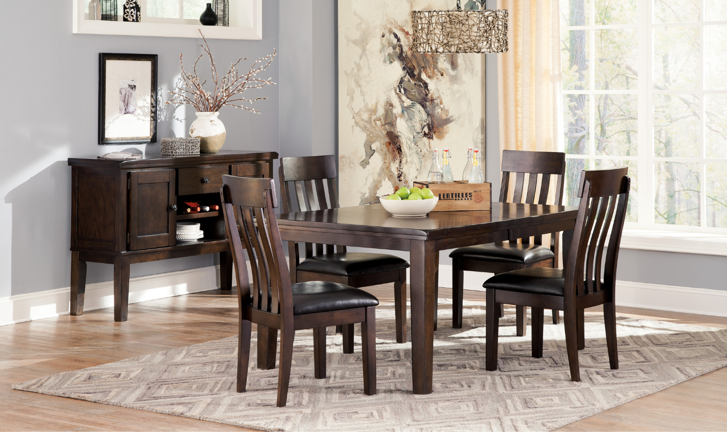 Ashley Haddigan 6-Seater Dining Set in Dark Brown-Jennifer Furniture 