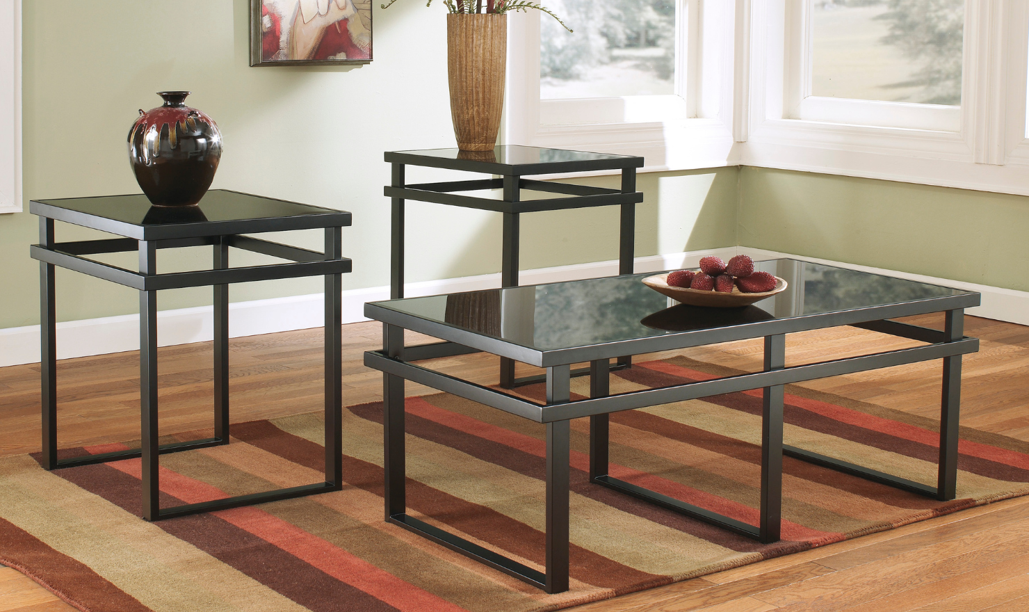Modern black coffee table set sales
