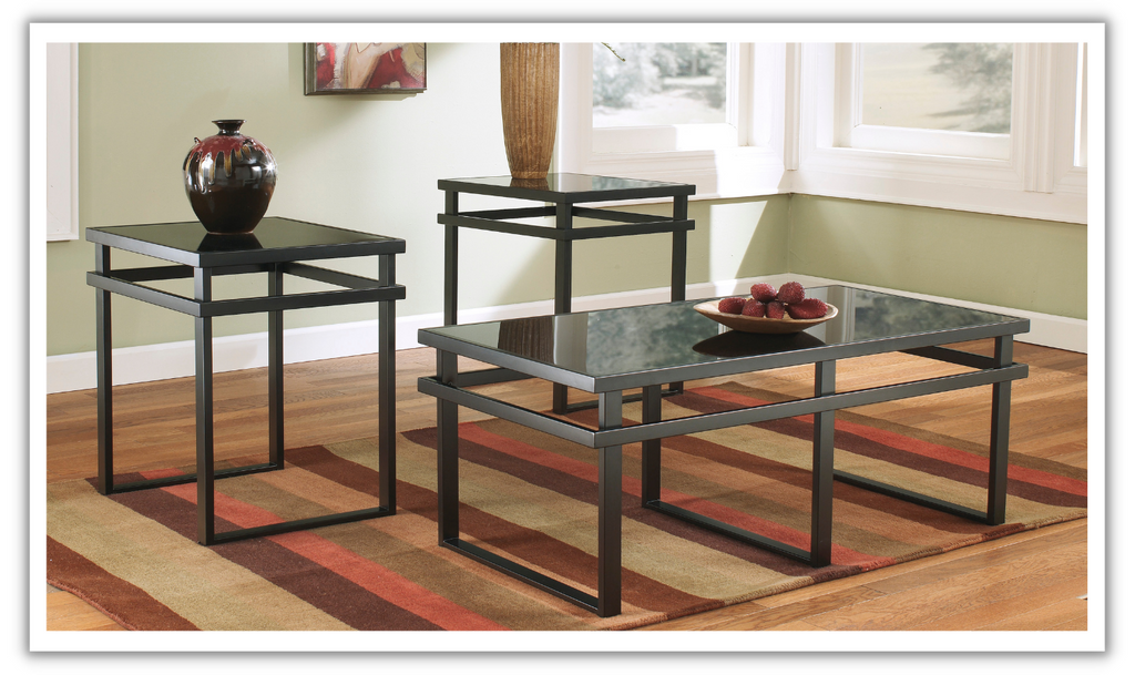 Buy Modern Heritage Laney Coffee Table Set with Black Glass Top