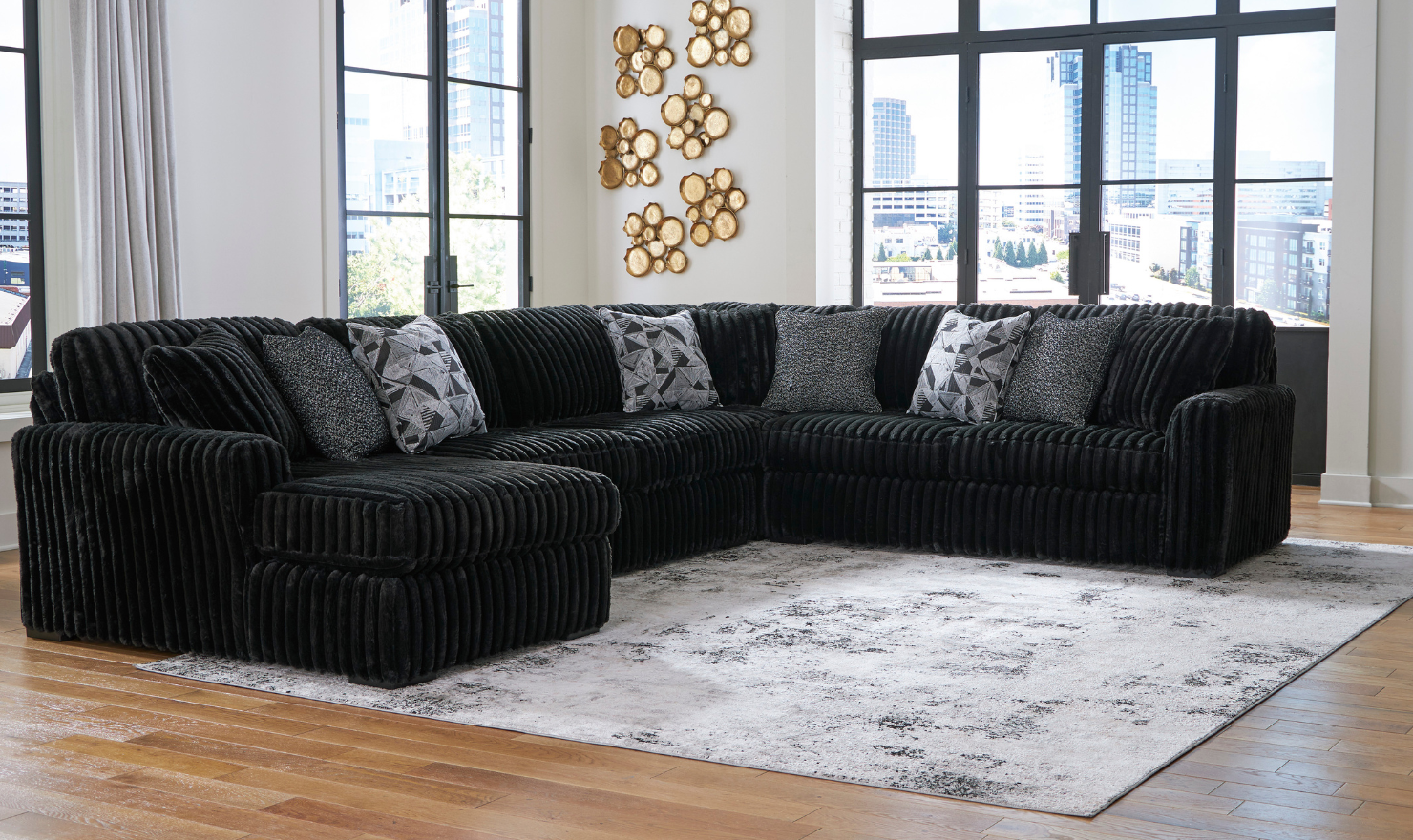 Modern Heritage Midnight-Madness U-Shape 4-Pieces Sectional Sofa