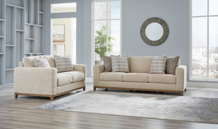 Ashley  Parklynn Stationary Fabric Living Room Set in Light Brown-Jennifer Furniture