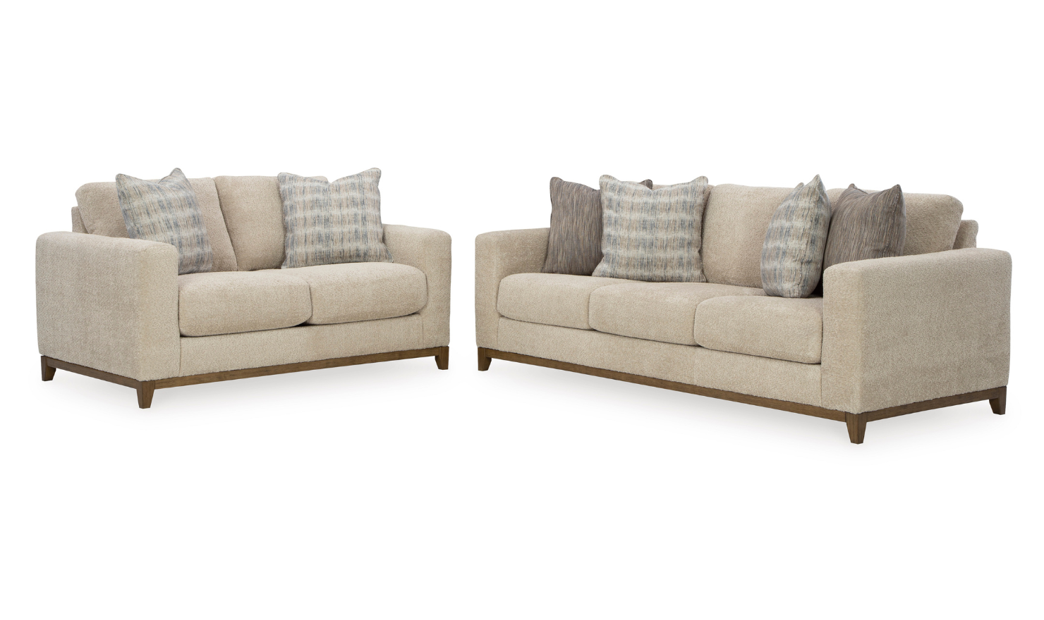 Ashley  Parklynn Stationary Fabric Living Room Set in Light Brown-Jennifer Furniture