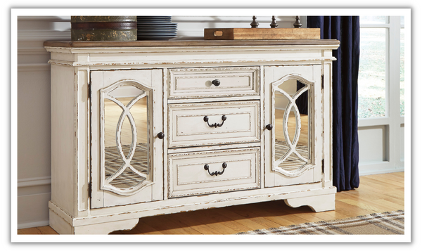 Modern Heritage Realyn 2 Door 3 Drawers Wooden Server in Chipped Modern Heritage Realyn 2 Door 3 Drawers Wooden Server in Chipped