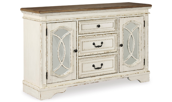 Ashley Realyn 2 Door 3 Drawers Wooden Server in Chipped White-Jennifer Furniture