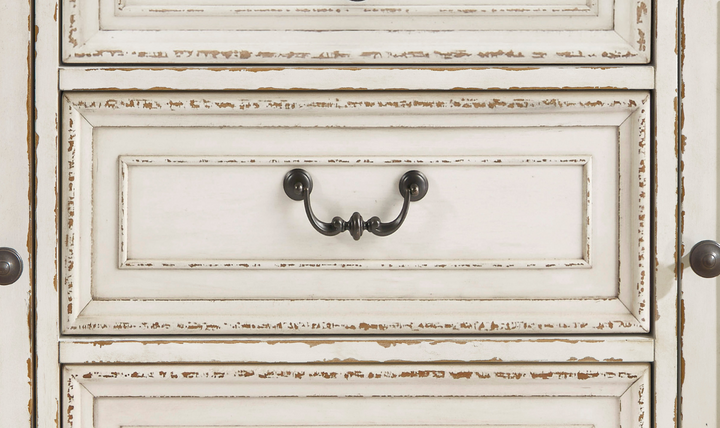 Ashley Realyn 2 Door 3 Drawers Wooden Server in Chipped White-Jennifer Furniture
