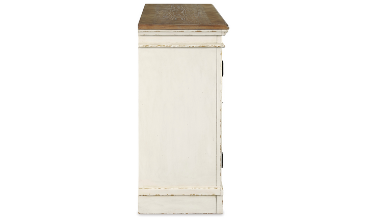 Ashley Realyn 2 Door 3 Drawers Wooden Server in Chipped White-Jennifer Furniture
