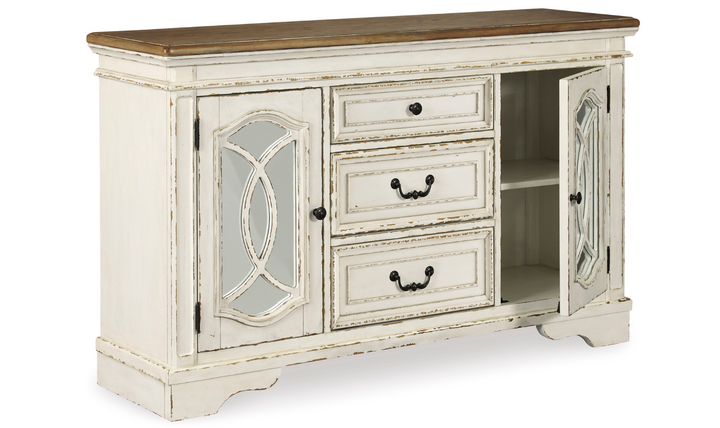 Ashley Realyn 2 Door 3 Drawers Wooden Server in Chipped White-Jennifer Furniture