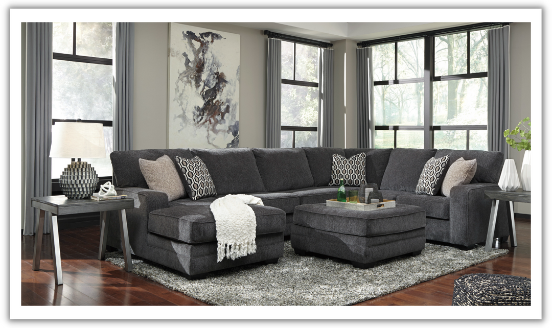 Modern Heritage Tracling 3-Piece Fabric Sectional With Chaise In Slate