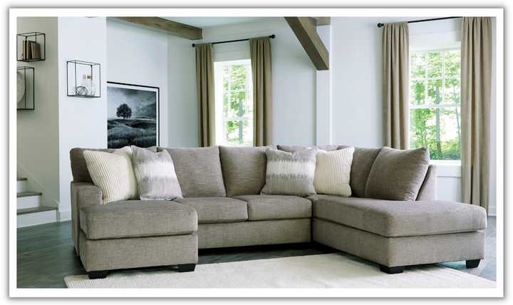 Ashley Creswell 2-Piece Polyester Sectional with Chaise in Stone