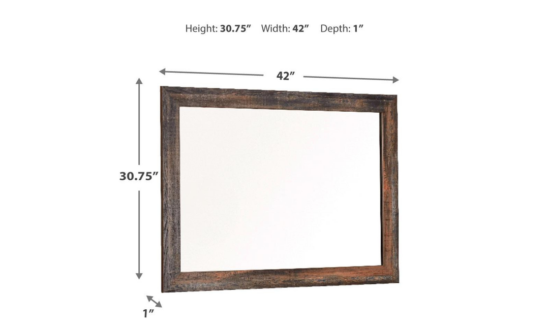 Ashley Drystan Mirror in Brown Rustic  Frame Finish-Jennifer Furniture